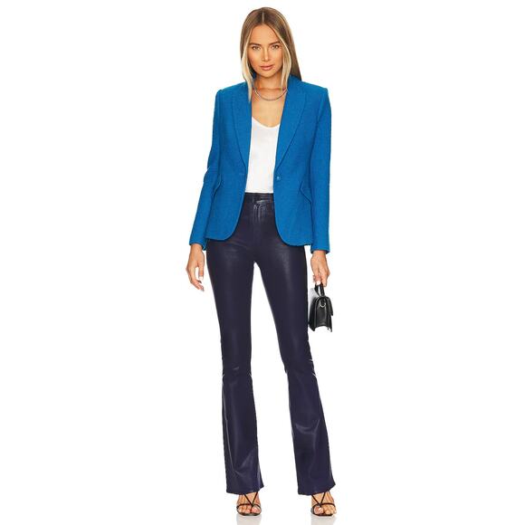 NWT L'Agence Marty Coated Flare Jeans Midnight Navy Blue High Waisted Chic Sexy - Picture 4 of 13